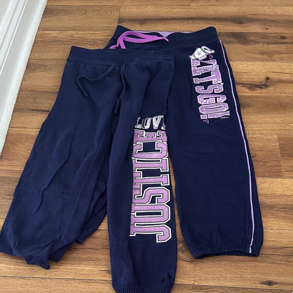Justice Kids Navy Joggers with Pink Details
